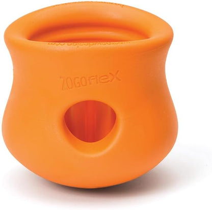 West Paw Zogoflex Toppl Treat Dispensing Dog Toy Puzzle  Interactive Chew Toys for Dogs  Dog Toy for Moderate Chewers, Fetch, Catch  Holds Kibble, Treats, Small 3", Tangerine