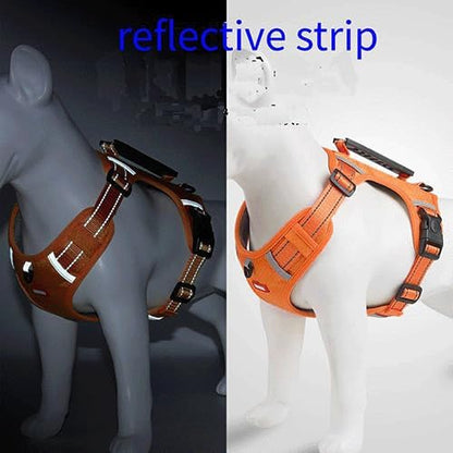 Dog Harness, No Pull Service Vest, Reflective Strips, Control Handle, Soft Padded, Adjustable and Comfortable for Easy Walking (Orange, Small)