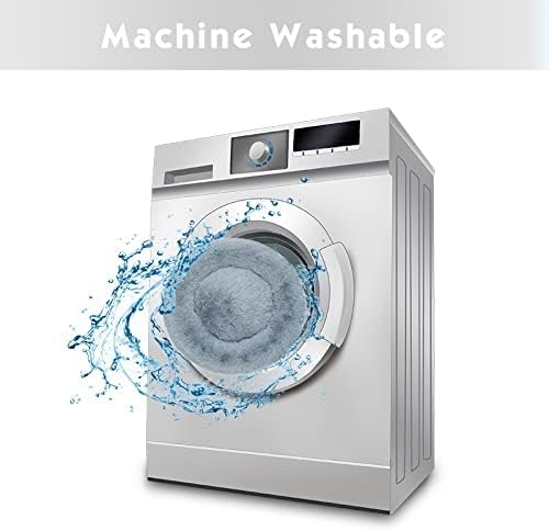 Anti Anxiety Round Fluffy Plush Faux Fur Warm Washable Dog Bed & Cat Bed, Original Bed for Small Medium Large Pets,Used to Relieve Joints and Improve Sleepï¼20"/24"/27''ï¼ (24", Light Grey)