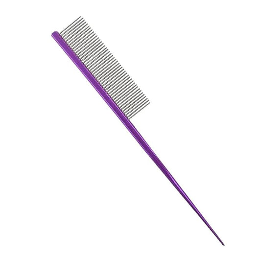 Pet Grooming Comb Rat Tail Comb Cat Hair Trimmer Combs Dog Hairstyle Comb Float Hair Removal Dematting for Cat Dogs Cat Comb Dog Comb Rounded Ends Pet Hair Comb for Home Grooming (One Size,Purple 1)