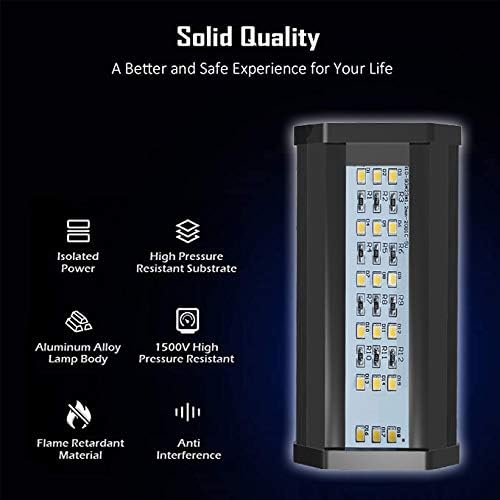 Lominie Small LED Aquarium Light Full Spectrum, 2-Channel Dimmable Fish Tank Light with Adjustable Gooseneck for Saltwater, Coral Nano Tank (Saltwater)