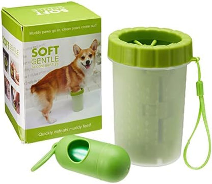 Paw Cleaner for Dogs, The Ideal Foot Washer That demolishes Dirt for Medium to Large Dogs. This paw Scrubber Comes with 1 roll Poop Bag and Carrier for Best Dog Cleaner