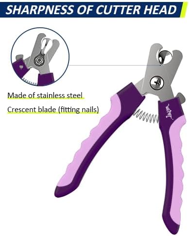 WePet Dog Nail Clippers U10.1, Dog Nail Trimmer Large Breed with Quick Sensor, Razor Sharp Blade Professional Pet Nail Clipper with Safety Guard and Nail File, Purple