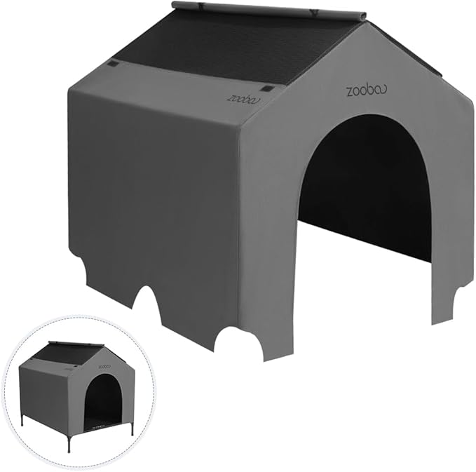 42 Durable Dog House Cover - Waterproof & UV-Resistant 600D Oxford Fabric Canopy for Outdoor Kennels - Cover Only, Fits 36"x30"x44" Houses - Protective Large Breed Shelter Top - Cool Grey