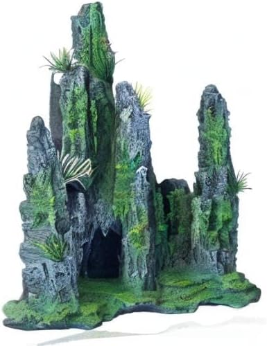 FEDOUR Aquarium Mountain View Stone Ornament Tree Rock Cave Landscape, Large Aquarium Ornament Rock Artificial Fish Tank Decoration