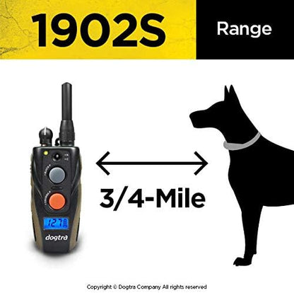 Dogtra 1902S 2-Dogs Remote Training Collar - 3/4 Mile Range, IPX9K Waterproof, Rechargeable, 127 Training Levels, Vibration - Includes PetsTEK Dog Training Clicker