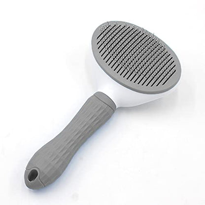 Dog Brush & Cat Brush, Easy Self Cleaning, Round Slicker Pet Brush, Pet Grooming Tool, Removes Undercoat, Shedding, Mats, and Tangled Hair, For Short to Long Fur Hair Dog & Cat - AC2 (Grey)