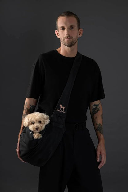 Noah & Paw Dog Sling Carrier for Small Dogs 5-18lb, Dog Sling for Small Dogs and Cats, Dog Carrier with Adjustable Padded Strap, Premium Twill, Lined with Fur, Double Safety Feature, Machine Washable