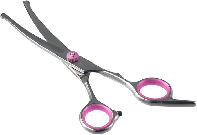 Dog Grooming Scissors, Stainless Steel 5 in 1 Dog Grooming Scissors, with Safety Round TipsProfessional Dog Grooming Kit(Pink)
