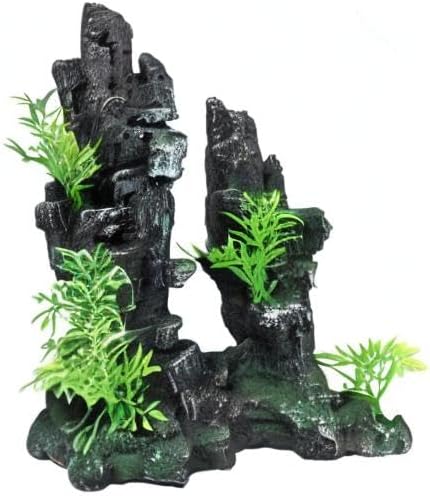Aquarium Decorations Large and Tall Large Aquarium Decorations Fish Tank Ornaments Mountain View Stone Ornament Tree Rock Cave Artificial Fish Tank Ornament - 10.2 Inches High
