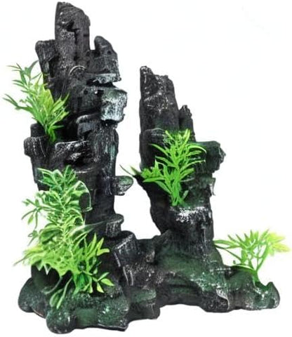 Aquarium Decorations Large and Tall Large Aquarium Decorations Fish Tank Ornaments Mountain View Stone Ornament Tree Rock Cave Artificial Fish Tank Ornament - 10.2 Inches High