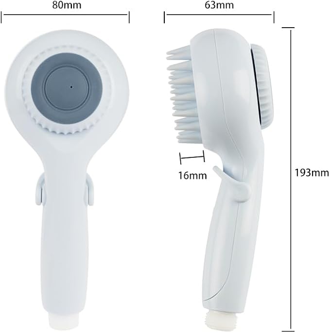 Dog Shower Head with Brush  3-in-1 Pet Grooming Tool with Shampoo Dispenser & Stainless Steel Hose  Indoor/Outdoor Use  Compatible with ¼ Faucet & ¾ Hose Adapter