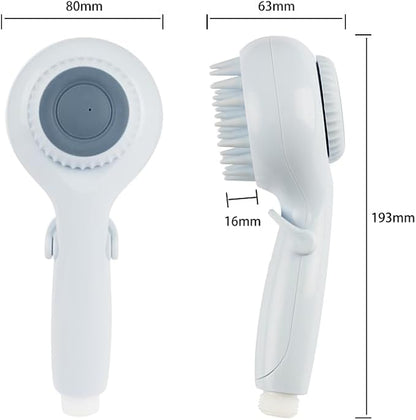 Dog Shower Head with Brush  3-in-1 Pet Grooming Tool with Shampoo Dispenser & Stainless Steel Hose  Indoor/Outdoor Use  Compatible with ¼ Faucet & ¾ Hose Adapter