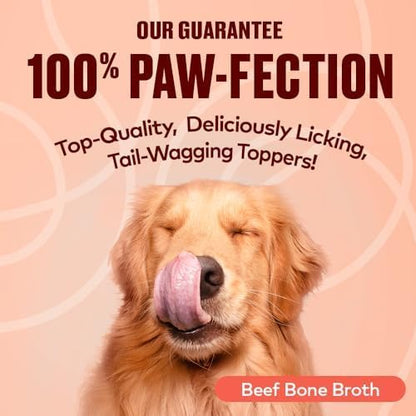 Beef Bone Broth for Dogs - Collagen Protein Supplement for Digestion, Mobility, Coat, Immune System, Healthy Dog Food Topper, Human Grade Meal Boost Gravy, Just Add Water, Made in USA 12 oz