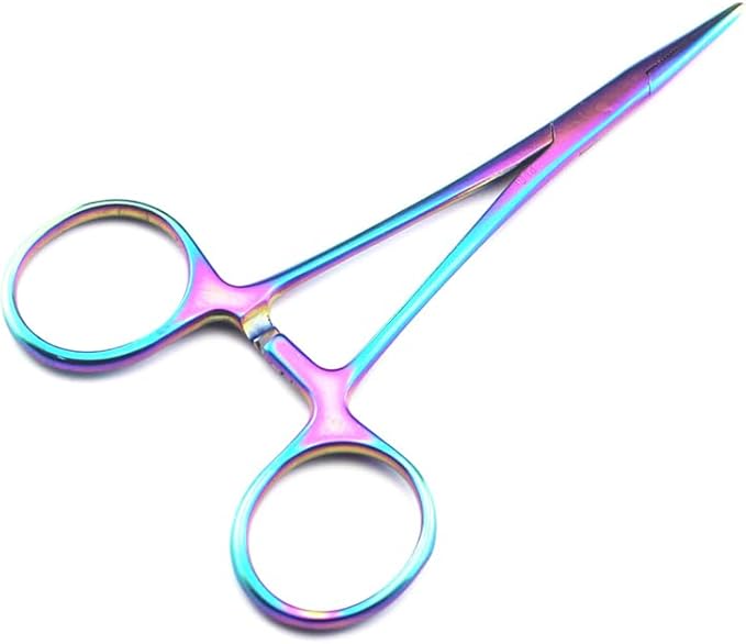 7.0" Dog Scissors Pet Grooming Kit Round-tip Safety Scissors Fishbone Teeth Shears with Forceps Hairdressing Hair Styling Tool Gift Set 5 Pieces (Multicolor)