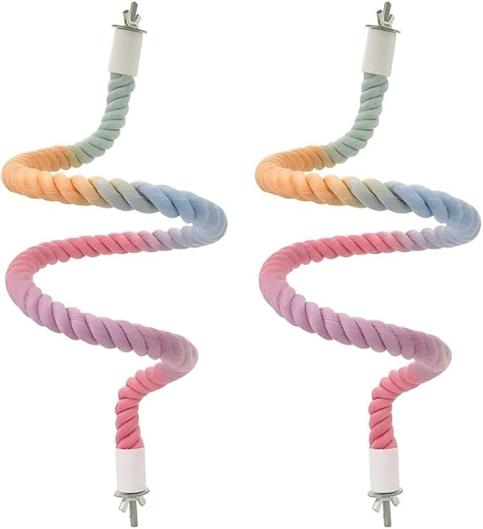 2Pcs Rope Perches for Bird Cages, Rope Perch for Parrots, Cockatiels & Parakeets, Bird Cage Accessories(L)