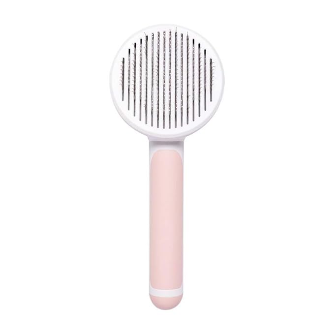 Pet Dog Cat Grooming Brush Self Cleaning Brush, Removes Hair Massages Pet Comb, Plastic Hair Shedding Brush