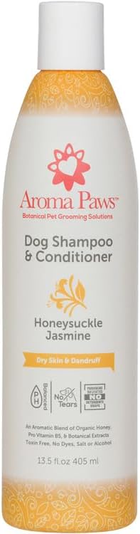 Dog Shampoo and Conditioner - Aromatic Tearless Shampoo for Cleansing, Grooming, and Conditioning - Moisturizing Shampoo for Dogs and Puppies - Honeysuckle Jasmine 13.5 oz
