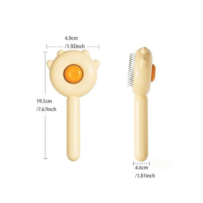 Cat Brush with Release Button, Dog Pet Hair Cleaner Brush with Massage Particles, Removes Loose hair & Tangles, Skin Friendly & Promote Circulatio (Yellow)