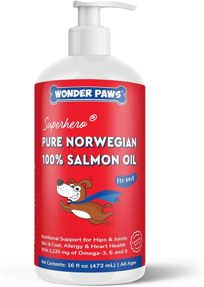 Premium Salmon Oil for Dogs – Pure Norwegian Salmon Oil High in Omega 3 EPA & DHA -Powerful Fish Oil for Dogs Skin & Coat, Hip & Joints, Allergies & Itchy Skin – Omega 3 Fish Oil for Dogs-16oz Liquid