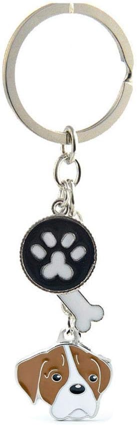 Dog Keychain, Puppy Keyring Keyfob Metal Pet ID Tags for Clothing Bag Adornment Accessory (1-Boxer)