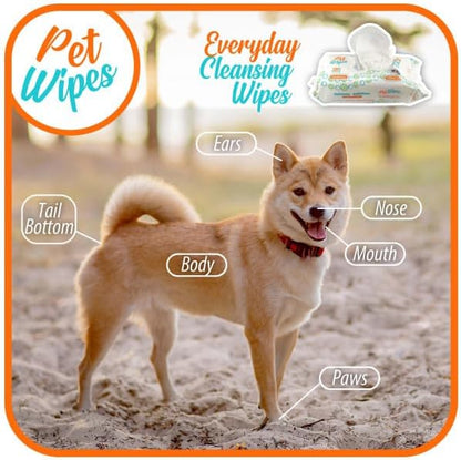 Txakur pet Wipes for Dogs and Cats Hypoallergenic Natural Products for Cleansing from Nose to Tail 100 Count 8x7in Wipes Perfect for Grooming and Cleaning Made in The USA Fragance-Free