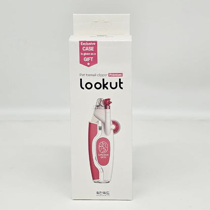 Walkinnwith LOOKUT Premium Dog Nail Clippers with Guide Light [Made in Korea] Safe Cat Nail Clippers  Easy Cat Claw Trimmer and Nail Trapper for Smaller Pets Under 40 lbs  Pink Edition