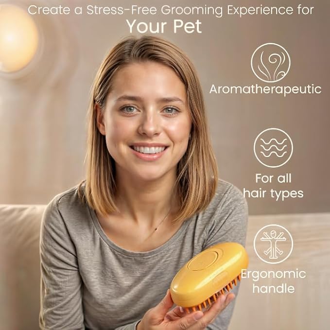 FEGAOSTORE 4-1 Cat Brush with Steam, Steam Brush for Dogs, Steaming Cat Brush, Misting Cat Brush, Pet Massage Comb, Steam Cat Brush, Mist Pet Grooming Comb, Cleaning Brush for Dogs & Cats