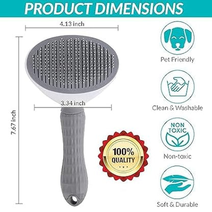 Cat Brush for Shedding, Pet Grooming Cat Brush with Release Button, Self Cleaning Slicker Brush for Cats and Dogs, Long and Short Fur Cat Deshedding Brush To Remove Loose Undercoat, Tangles, Knot