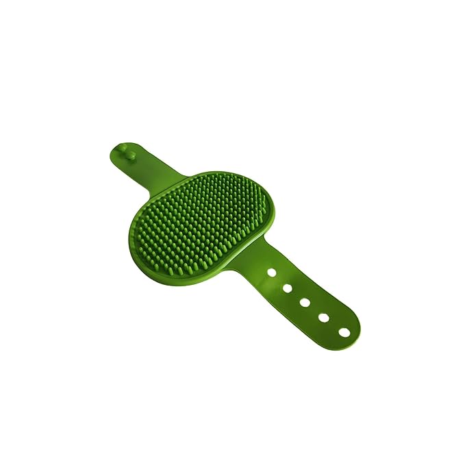 2Pcs Pet Brushes Dog Bath Brushes Cat Massage Bath Pet Cleaning Gloves with Adjustable Ring Handle,Green
