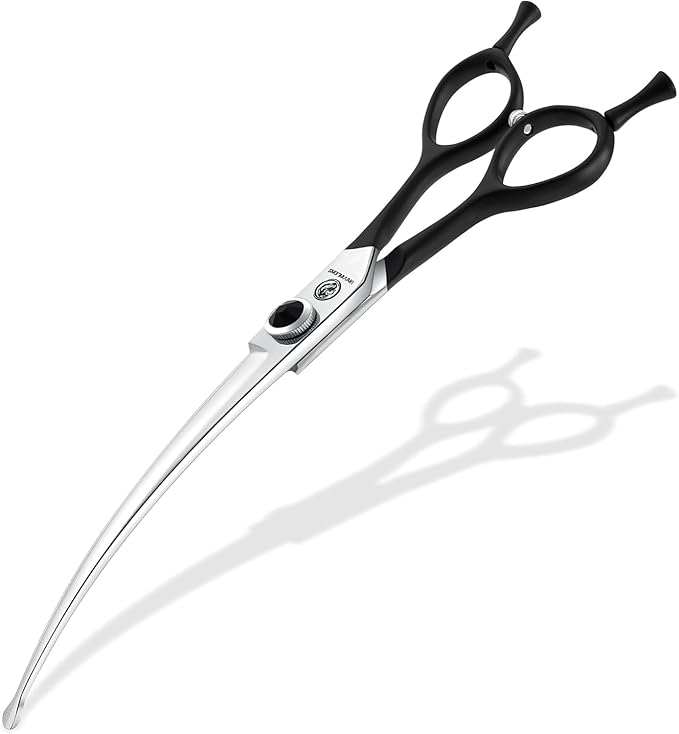Dream Reach 8" Downward Curved Dog Grooming Scissors for Trimming Face and Paws, Safety Round Tip Shears for Pet Dogs and Cats, Professional Pet Grooming Scissors Black