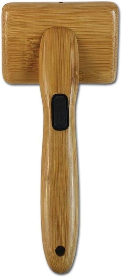 Alcott Bamboo Groom Slicker Brush with Stainless Steel Pins for Pets, Small,Black