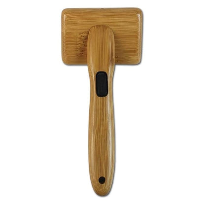 Alcott Bamboo Groom Slicker Brush with Stainless Steel Pins for Pets, Small,Black