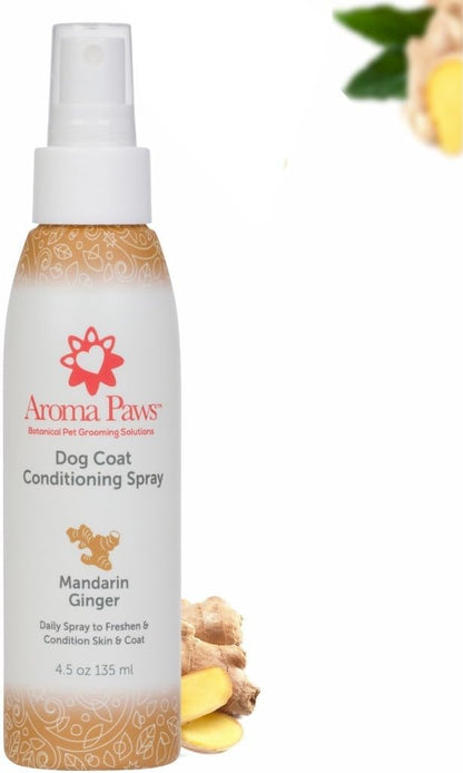 Scented Dog Coat Spray – Cleansing, Conditioning, Moisturizing – Toxin Free, Healthy Ingredients – Aromatic Grooming Puppy Spray – Loosens Knots, Tangles – 4.5 Oz., Mandarin Ginger