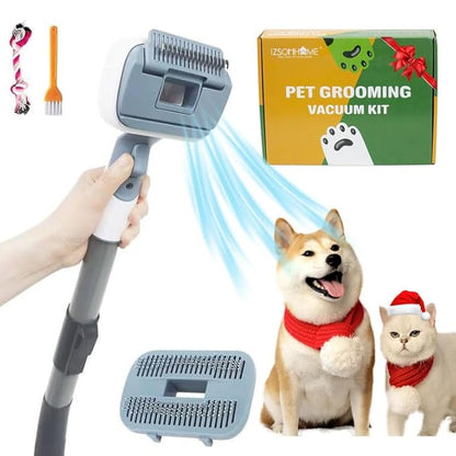 Dog Cat Brush for Shedding and Grooming,Two Replacement Heads,Massage the skin,Easy to Clean Comb for Long Short Haired Pets,use with Vacuum,Compatible with 32mm&35mm Universal Vacuum