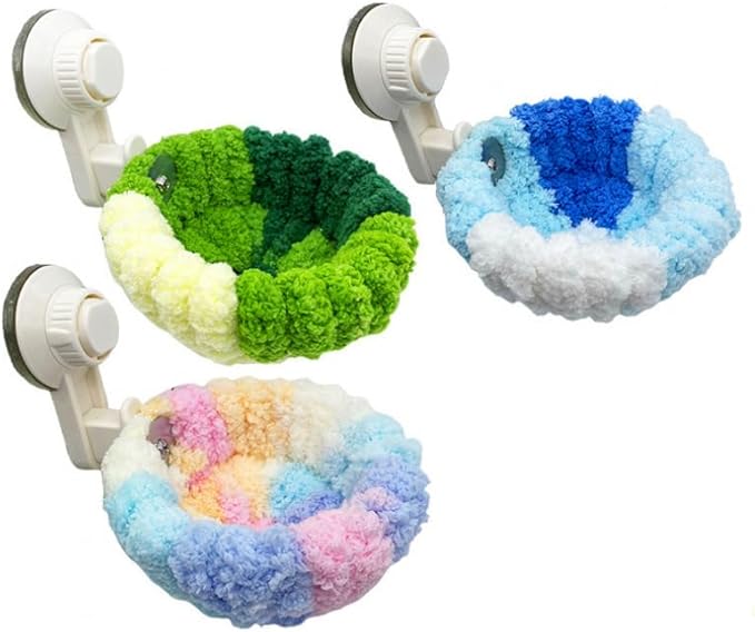 Portable Suction Cup Bird Perch Nest for Travel Car Window Glass, Warm Bird Sleeping hut Snuggle Bed for cage (Green Combo, L)