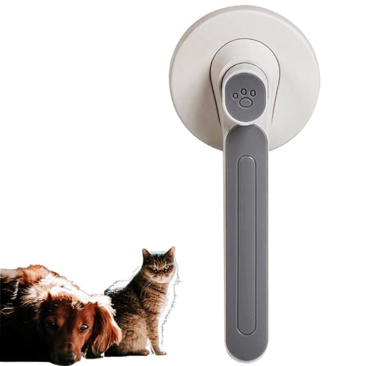 1 Pcs Cat Grooming Brush, Cat Brush Cats Grooming Dematting Comb Self Cleaning Slicker Brushes for Dogs Cats Pet for Shedding Remove Undercoat Mats Hair Pet Massage-Self Cleaning Slicker Brush, Gray