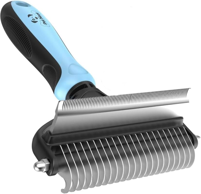 Cat & Dog Brush for Shedding - Dog Shedding Brush for Pet Grooming Tools - Double Coat Dog Brushes for Grooming - 2 in 1 Dog Deshedding Brush & Undercoat Rake for Dogs - Cat Hair Brush Deshedder(Blue)