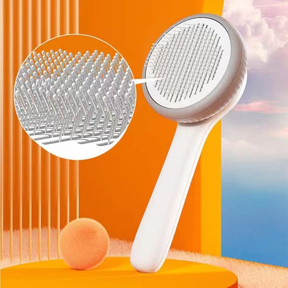 Pet Grooming Cat and Dog Brush, Self-Cleaning Sliker Brush for Removes Mats, Tangles, and Loose Hair, Shedding Brush for Short or Long Haired Cats/Dogs (Blue+Orange)