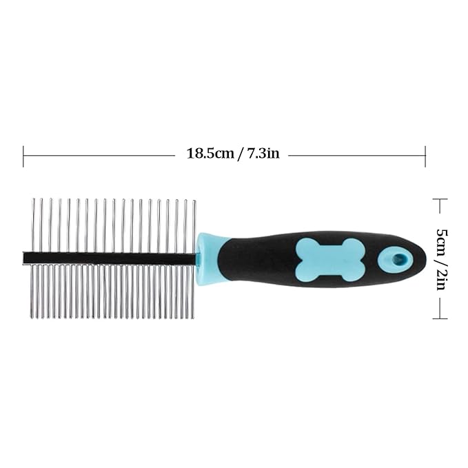 Dog Cat Combs,Top Pet Detangler Brush for Long,Curly Hair,Comb Removes, Prevents Matted Fur, Cat Needle Combs for Goldendoodle, Poodle Mixes, And Cat Undercoat (Blue)