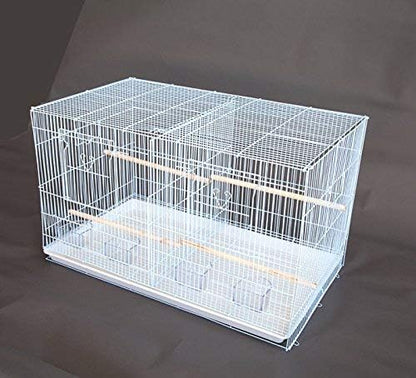 Seny Set of 3 Breeding Bird Carrier Cage with Central Dividor L30xW18xH18 on Stand (White)