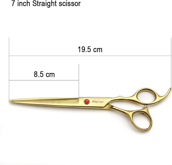 7.0in Titanium Gold Professional Pet Grooming Scissors Set,Straight & Thinning & Curved Scissors 4pcs Set for Dog Grooming,(Gold)