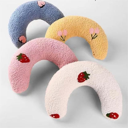 T'CHAQUE Dog Pillow Bed, Cat Calming Pillow, Dog Neck Pillow for Joint Relief Sleeping, Ultra Soft Half Donut Cuddler, Pillow Pet for Upper Spine Support, Doggy/Kitten Pillow Training Toy，White