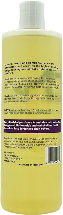 Dog Shampoo | Natural Lavender Hypoallergenic Dog wash | Balanced pH for All Dog Skin, Cruelty Free 16 oz