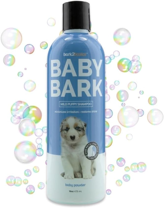 Bark2Basics Baby Bark Puppy Shampoo for Dogs, 16 oz - Naturally Derived Ingredients, Formulated for Puppies, Professional Grooming Grade, Gentle on Dry or Sensitive Skin, Made in The USA