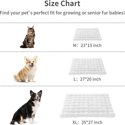 Plush Dog Bed Mat Faux Fur Cat Beds for Indoor Cats with Anti-Slip Bottom Kitten Self Warming Bed for Couch/Floor/Dog & Puppy Friendly 27 x 20 Inch Large White