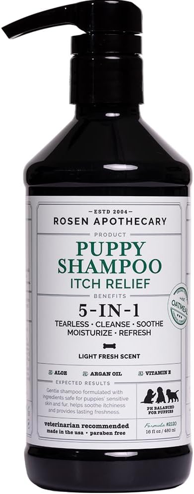 5-in-1 Itch Relief Puppy Shampoo - Tearless Shampoo for Puppies Cleanses, Soothes, Refreshes and Moisturizes While Offering Itch Relief, 480ml