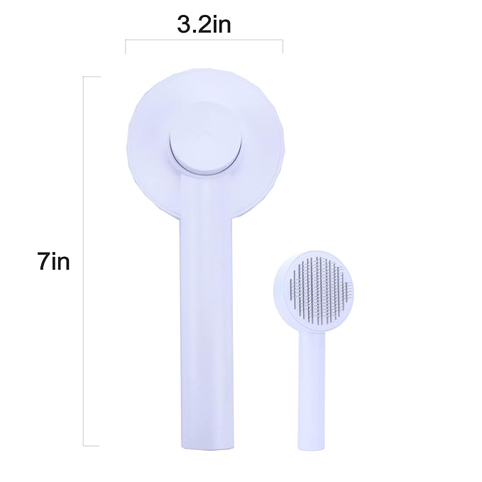 Cat Self Cleaning Slicker Brush, Cat Grooming Brush, Short and Long Haired remover for Dogs and Cats, Slicker Brush Removes Loose Undercoat & Tangled Hair (White Macaron)
