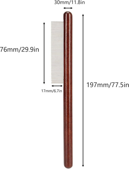 Pet Wooden Comb, Stainless Steel Pin Teeth Durable Comfortable Portable Cat Comb, Pet Wooden Brush Cat Brush Wooden Handle Cat Comb Pet Brush for Pets Dogs (Fine Tooth Comb)