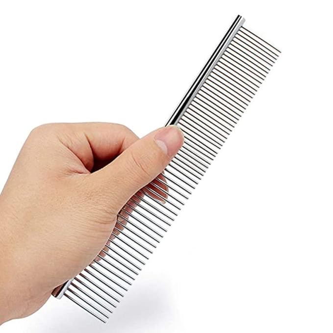 2pcs Stainless Steel Pet Grooming Comb Dog Cat Combs Puppy Medium Animals Hair Trimmer Brush Accessory Tool for Pet Long and Short Hair Removing Tangles and Knots
